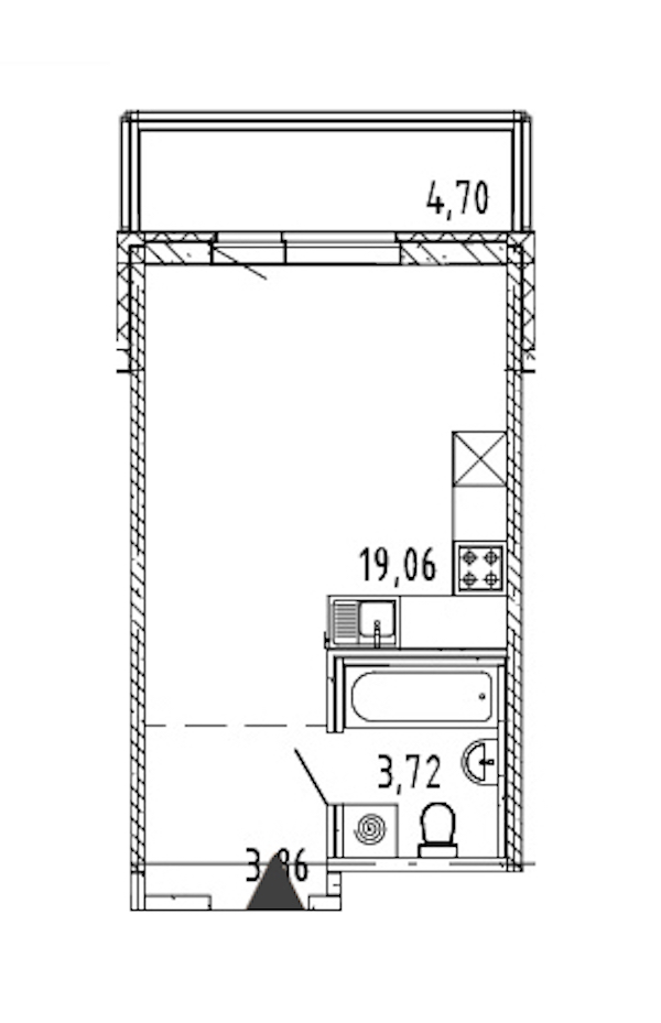 Квартира студия 26.64 м², 17/19 эт., ЖК «Новые горизонты 2»